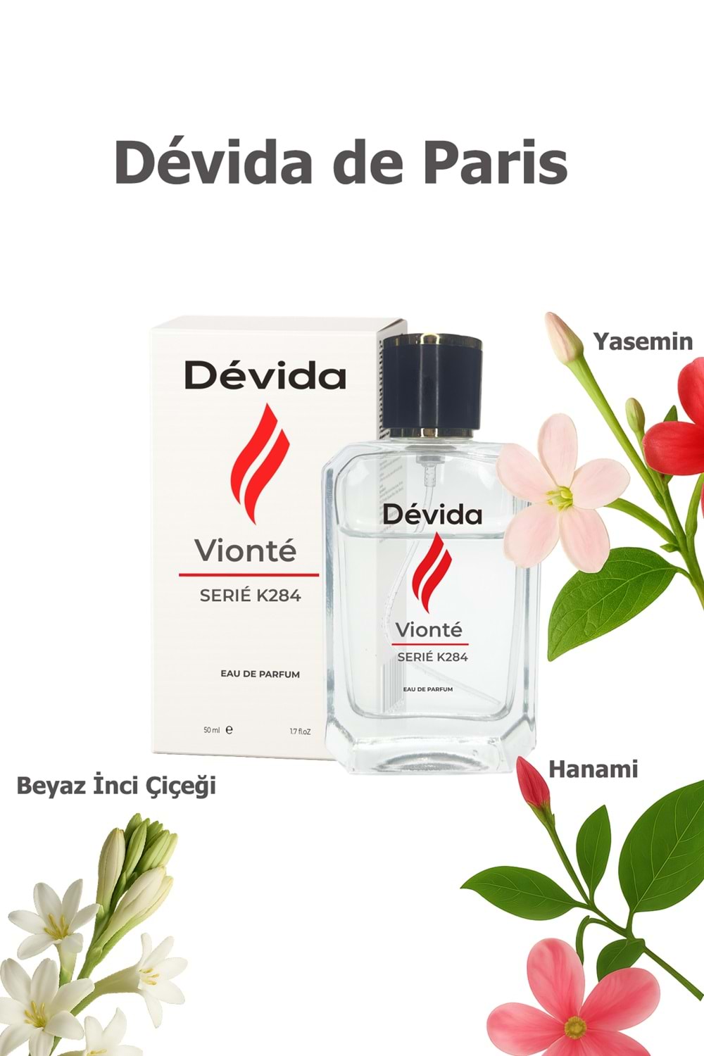 Parfum floral frais permanent pour femme, eau de parfum 50 ml, gamme Vionté K284